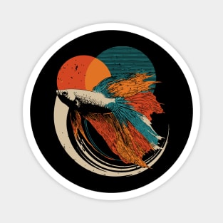 Retro Betta Fish Graphic Art for Aquarium Lovers Magnet